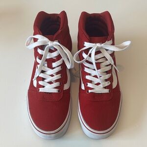 Vans High Top Sneakers in Red and White Stripe Skate Shoes Stylish 7.5 Comfy